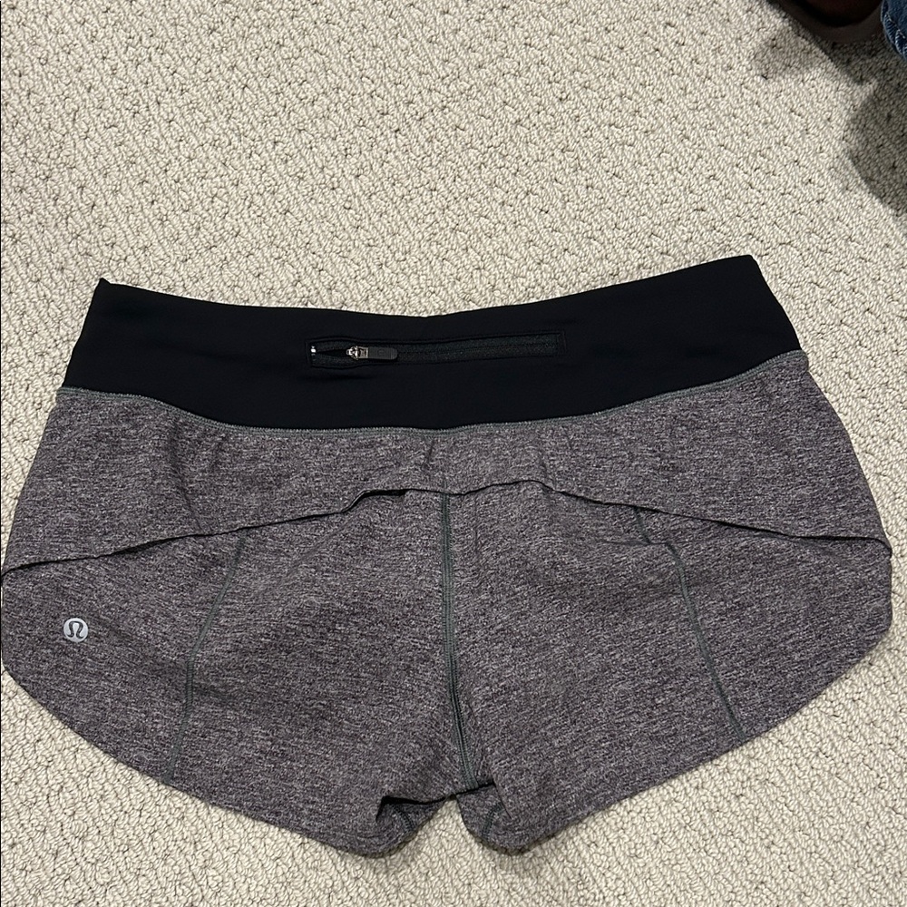 lululemon athletica Women's Heathered Gray and Black Athletic Shorts